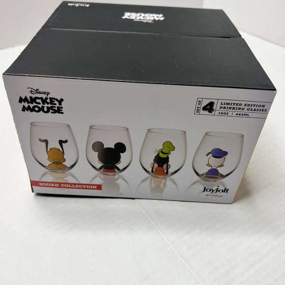 Mickey Mouse Disney Joyjolt 4 limited drinking glasses squad collection NEW - Picture 5 of 9